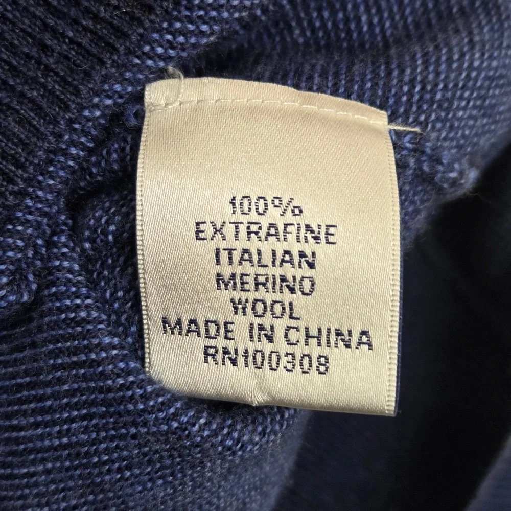 Peter Millar Sweater Mens L Blue Striped‎ Merino Wool Henley Pullover RN100308